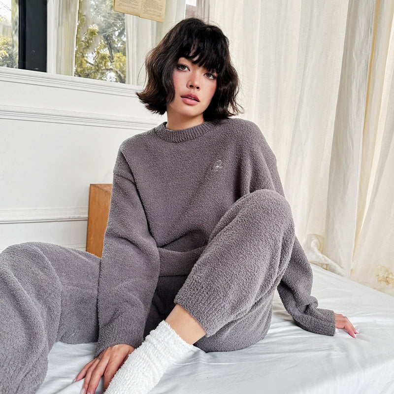 Dela 軟暖絨成套束口褲家居服【4色】