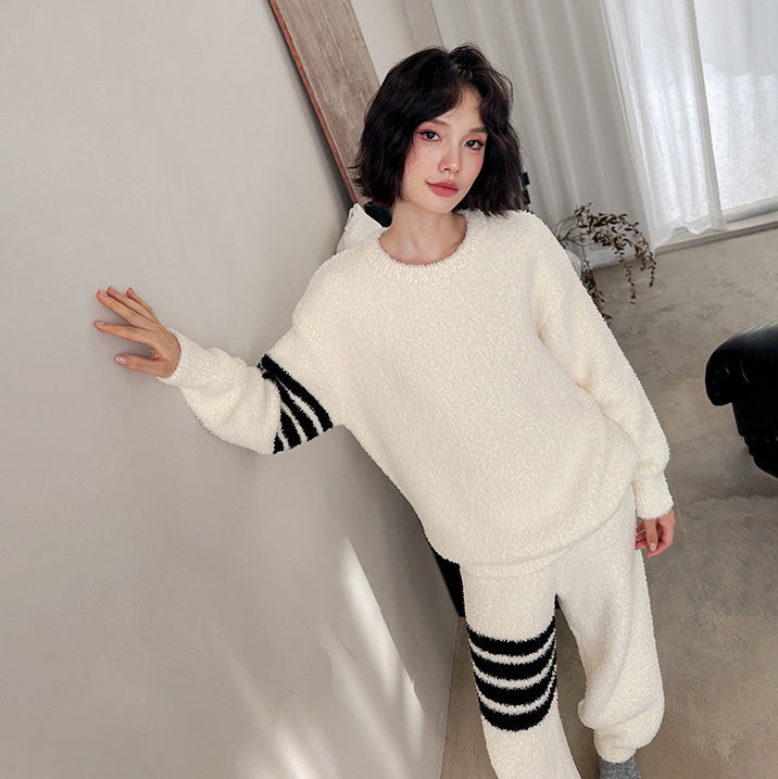 Sewa 軟暖絨成套條紋家居服【2色】