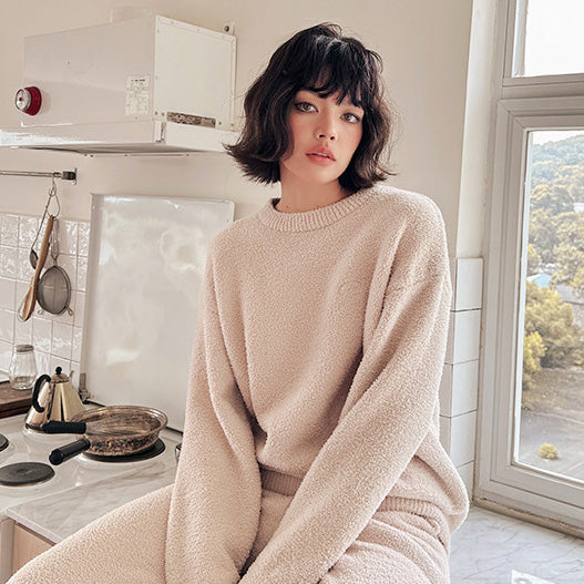 Dela 軟暖絨成套束口褲家居服【4色】