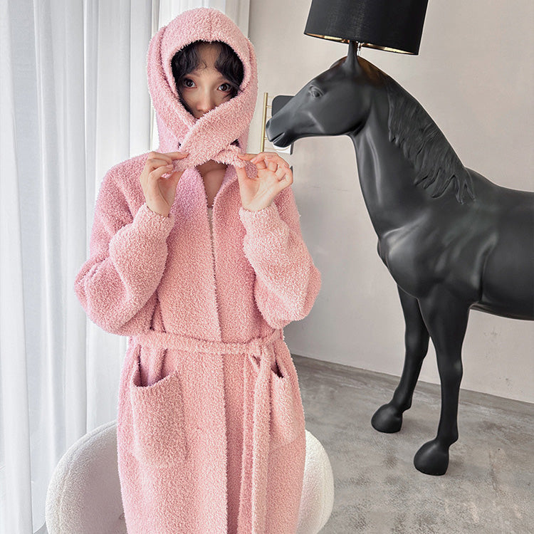 Lori 軟暖絨兔耳連帽睡袍【4色】