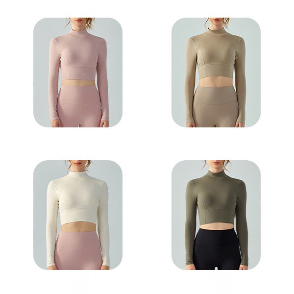 Vara Sport Top 小立領美背運動長袖【軍綠】4色