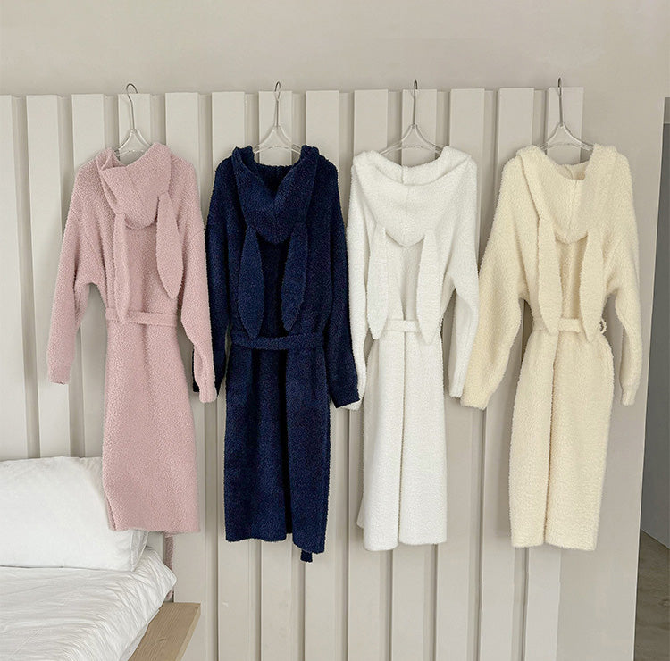 Lori 軟暖絨兔耳連帽睡袍【4色】