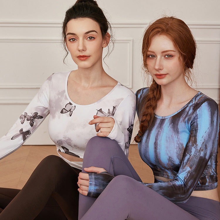 Iris Sport Top 印花運動長袖【粉蝶雨】4色