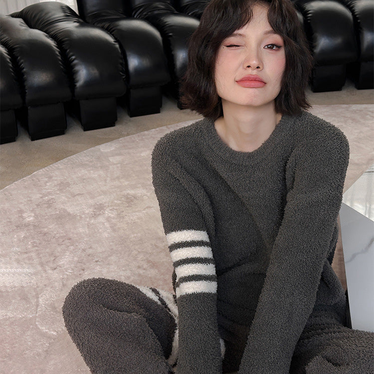 Sewa 軟暖絨成套條紋家居服【2色】