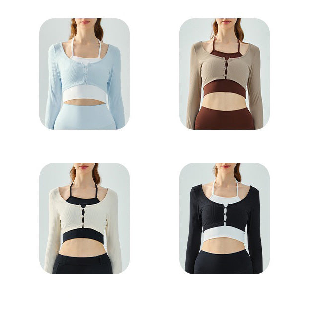 Timi Sport Top 假兩件運動長袖【白色】4色