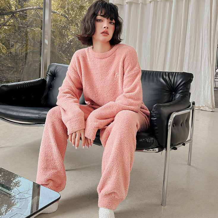 Dela 軟暖絨成套束口褲家居服【4色】