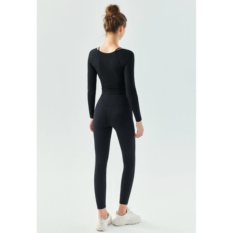 Gera Sport Top 抽皺縮腰運動長袖【黑色】5色