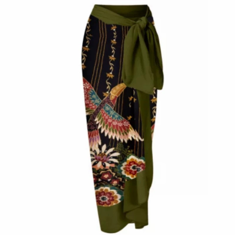 綁帶沙灘裙【飛鳥】