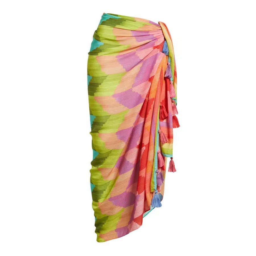 流蘇沙灘裙【豔彩】