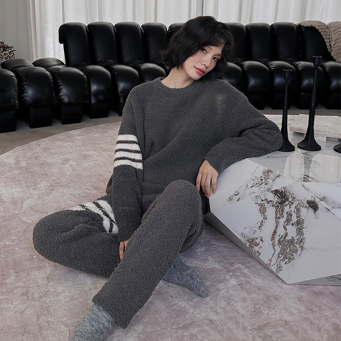 Sewa 軟暖絨成套條紋家居服【2色】