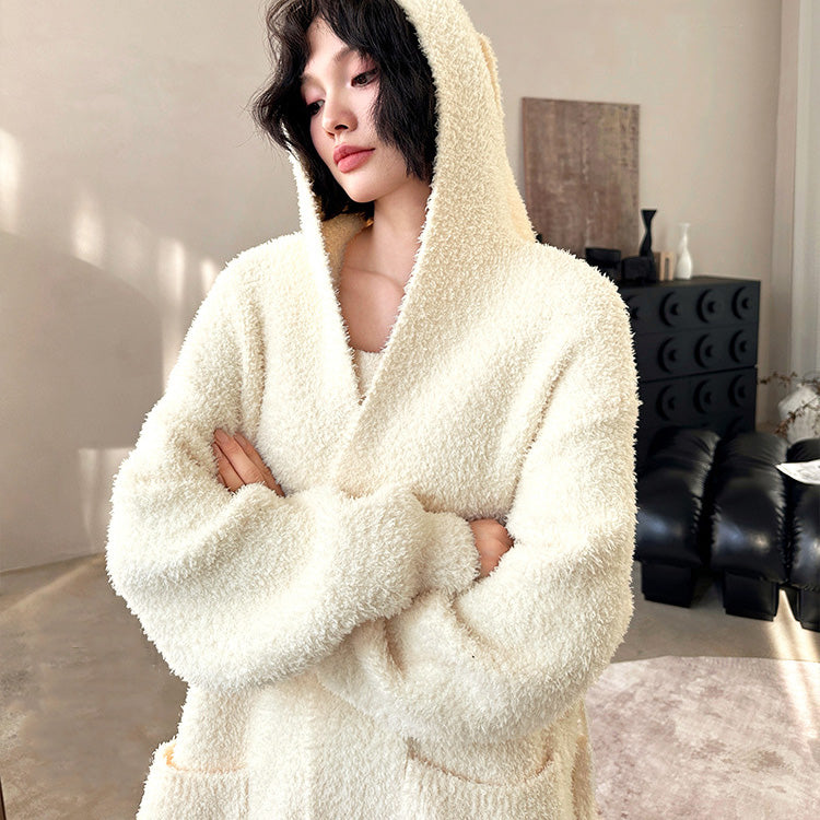 Lori 軟暖絨兔耳連帽睡袍【4色】