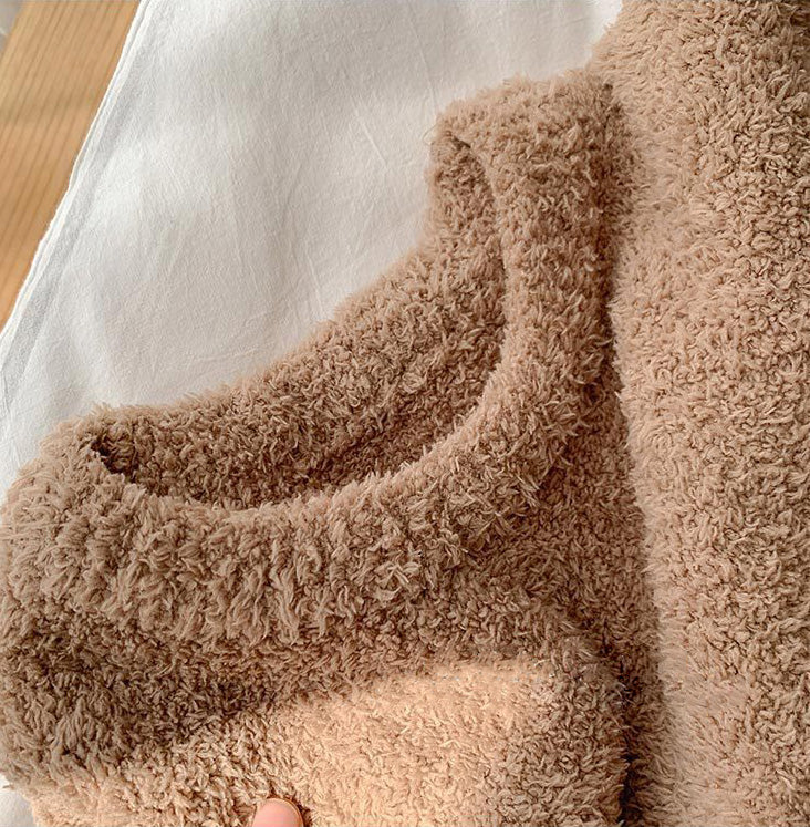 Wuva 軟暖絨成套寬口褲家居服【4色】