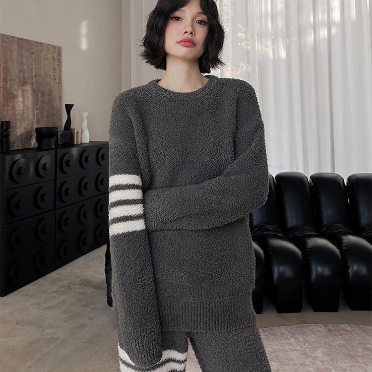 Sewa 軟暖絨成套條紋家居服【2色】