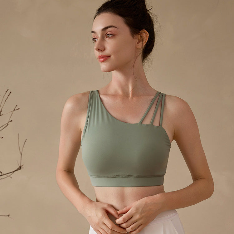 Suka 斜肩運動內衣【奶綠色】4色