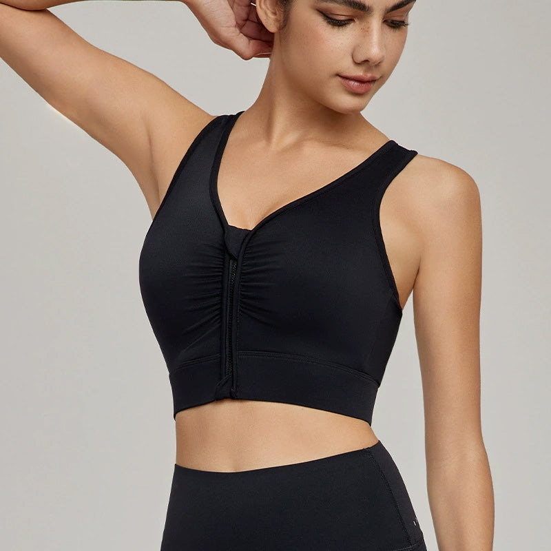 Denra Sport Bra 拉鍊運動內衣【黑色】4色