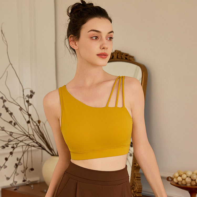 Suka 斜肩運動內衣【薑黃色】4色