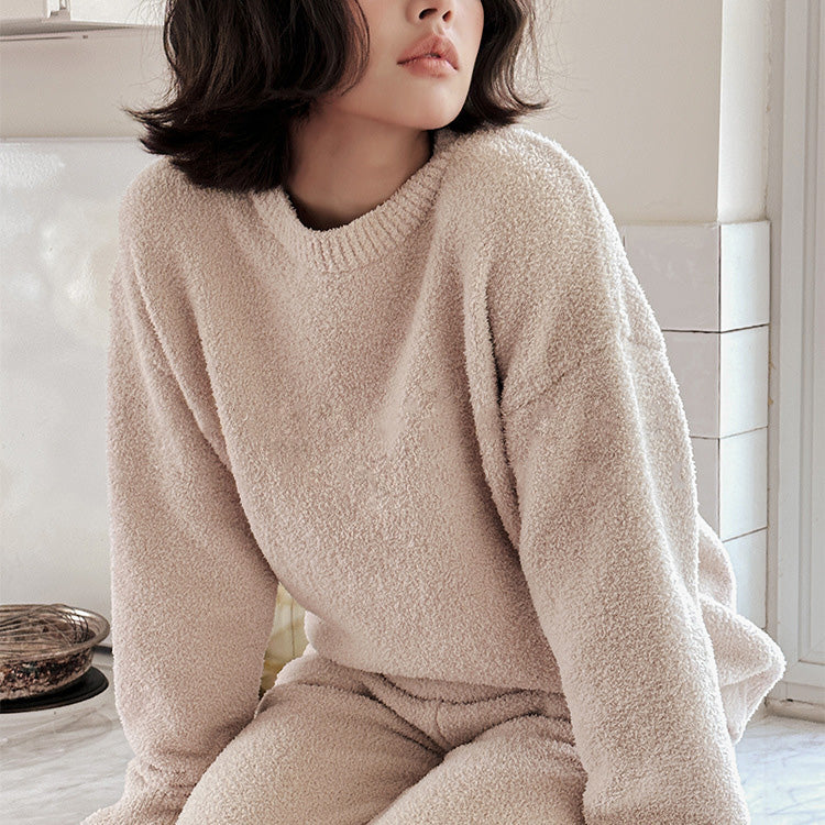 Dela 軟暖絨成套束口褲家居服【4色】