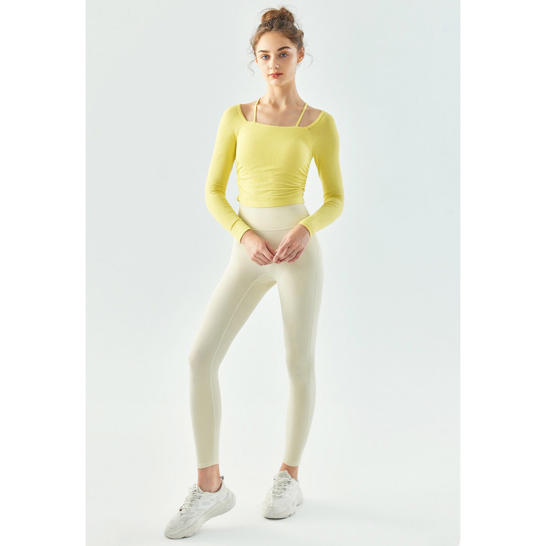 Gera Sport Top 抽皺縮腰運動長袖【黃色】5色