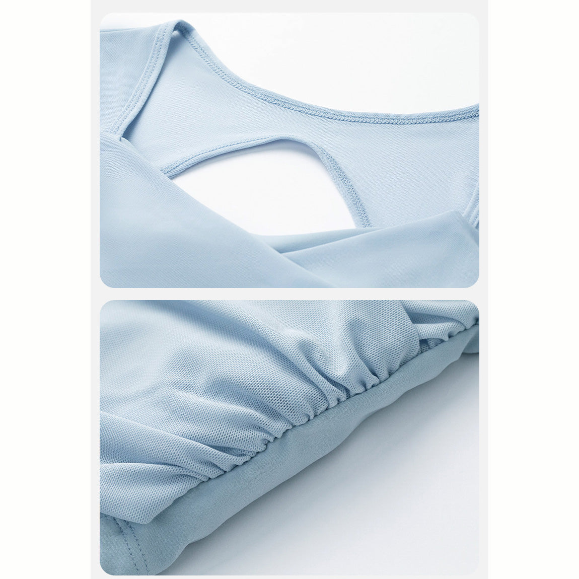 Resa Sport Top 網紗抽皺美胸長袖【淺藍】4色