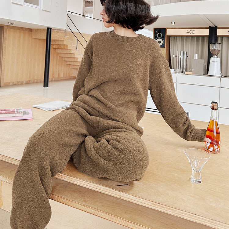 Dela 軟暖絨成套束口褲家居服【4色】