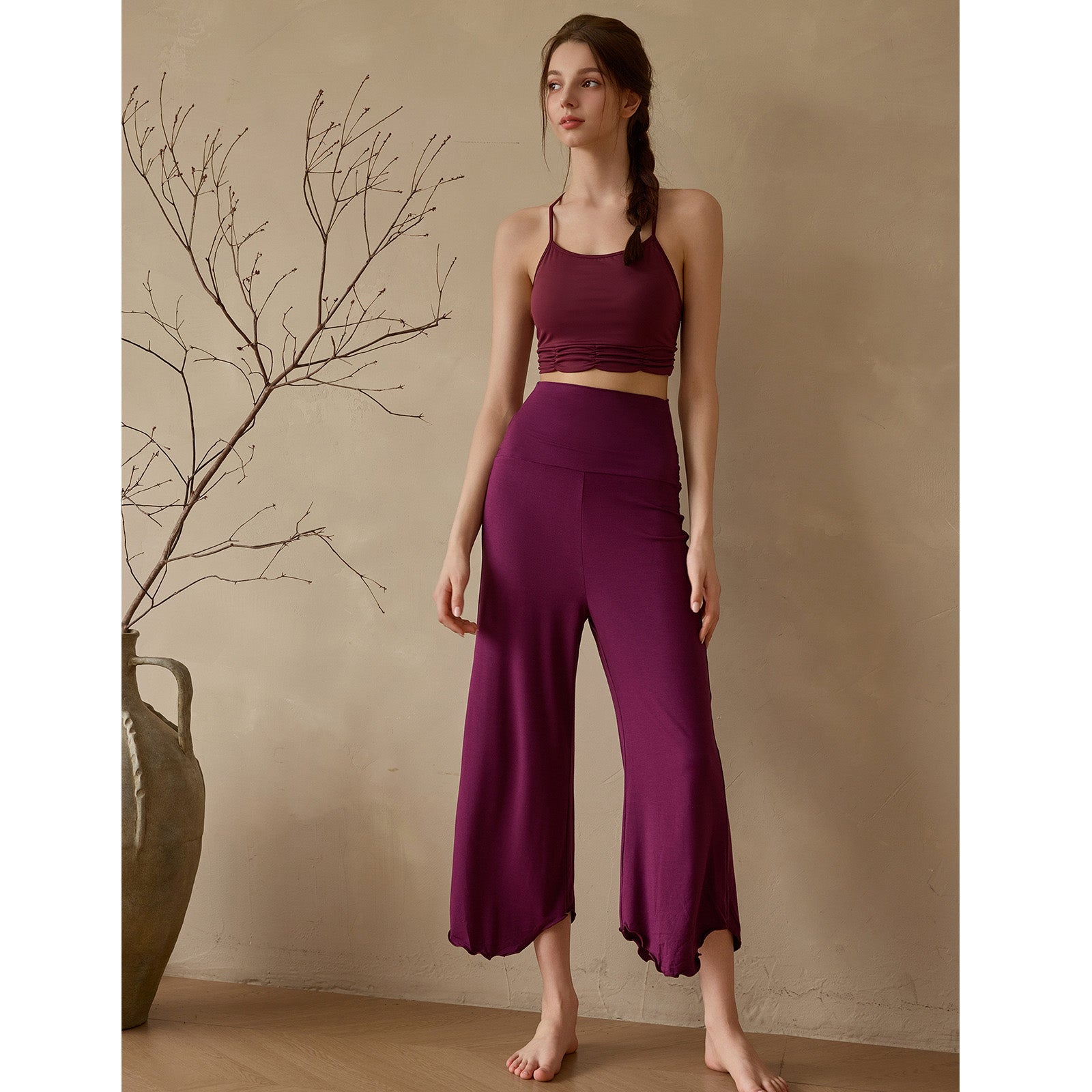 Sevi 瑜伽寬管八分褲【紫色】4色