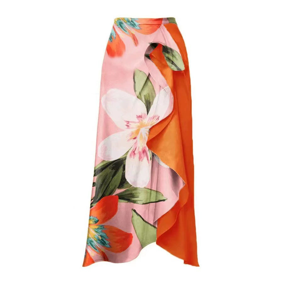 波浪沙灘裙【雞蛋花】