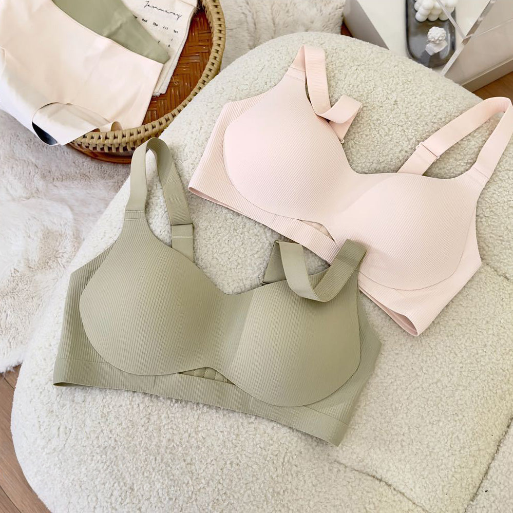 Yama Bra 無鋼圈蕾絲成套內衣【粉色】4色