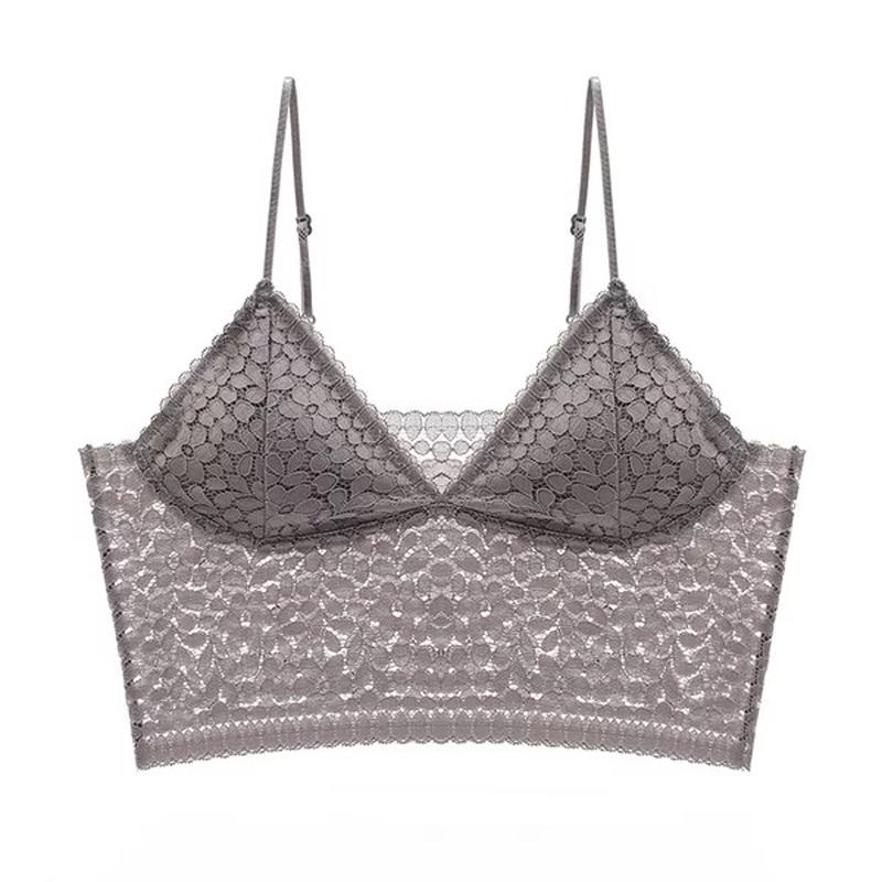 Ines 無鋼圈蕾絲Bra Top【氣質灰】