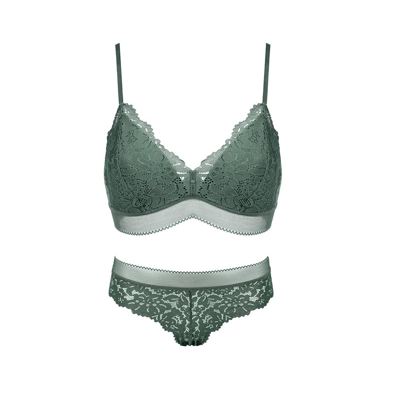 Puno Bralette 無鋼圈蕾絲成套內衣【綠】5色
