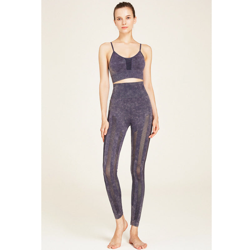 Wiva Sport Pants 無縫條紋運動九分褲【紫色】