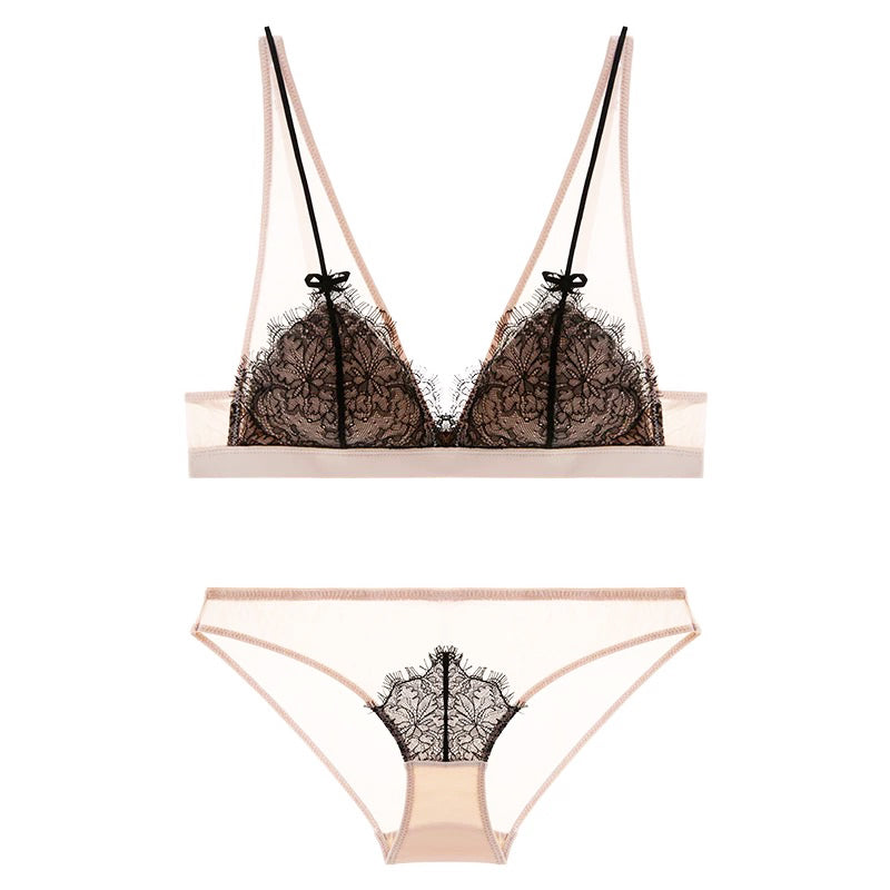 Erona Bralette 無鋼圈蕾絲成套內衣【粉膚色】