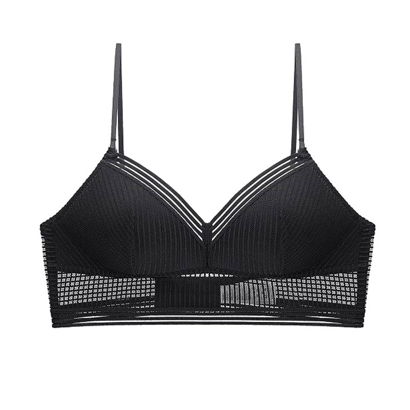 Aba Bra 無鋼圈大U露背蕾絲內衣【深邃黑】