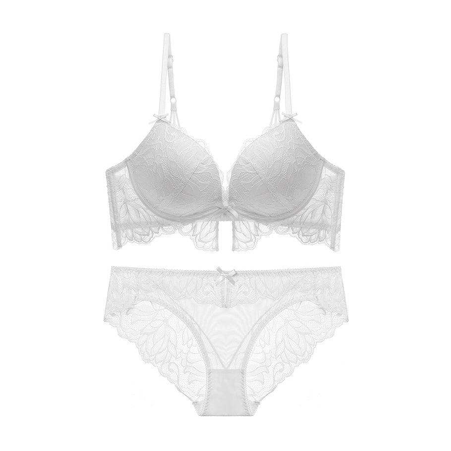 Helin Bra 集中無鋼圈成套內衣【清新白】