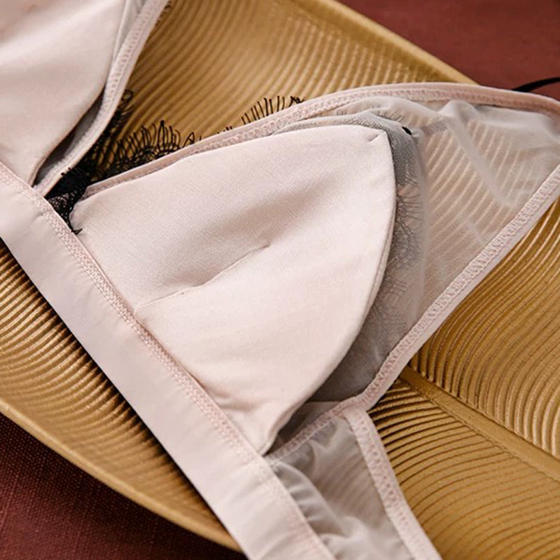 Erona Bralette 無鋼圈蕾絲成套內衣【粉膚色】