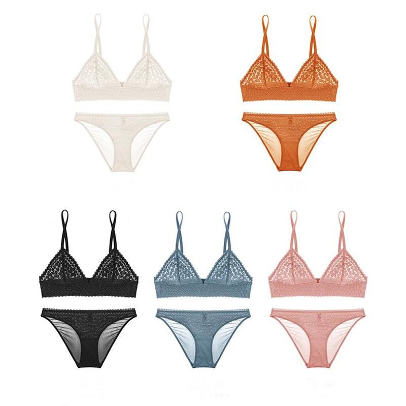 Muret Bralette 無鋼圈蕾絲成套內衣【灰藍】
