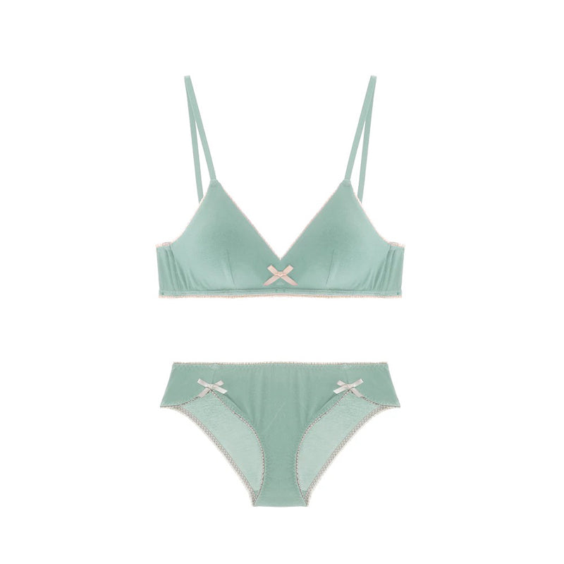 Iria Bralette 無鋼圈棉質成套內衣【粉綠】