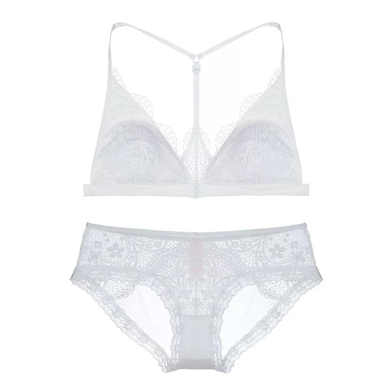 Bianca Bralette 無鋼圈蕾絲成套內衣【清新白】