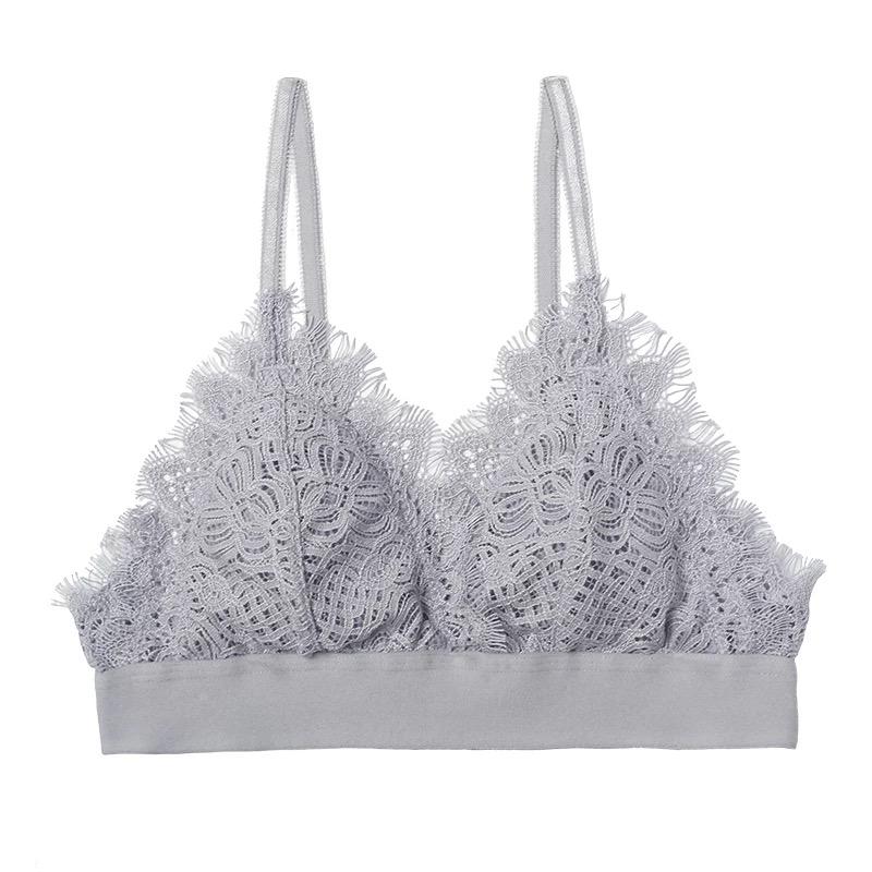 Olivia Bralette 無鋼圈蕾絲內衣【淺銀灰】
