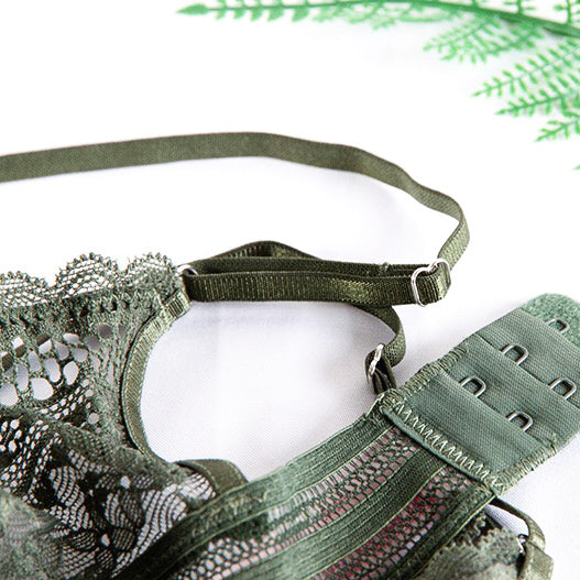 Namia Bralette 無鋼圈襯墊蕾絲成套內衣 【橄欖綠】3色