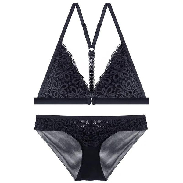 Clara Bralette 無鋼圈美背成套內衣【深邃黑】