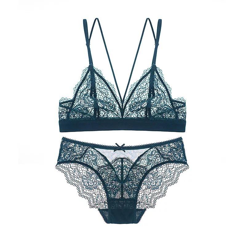 Stila Bralette 無鋼圈V-line蕾絲成套內衣【璀璨綠】