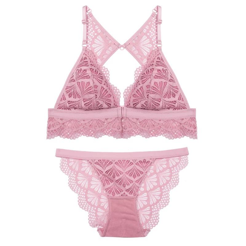 Nola Bralette 無鋼圈蕾絲成套內衣【浪漫粉】