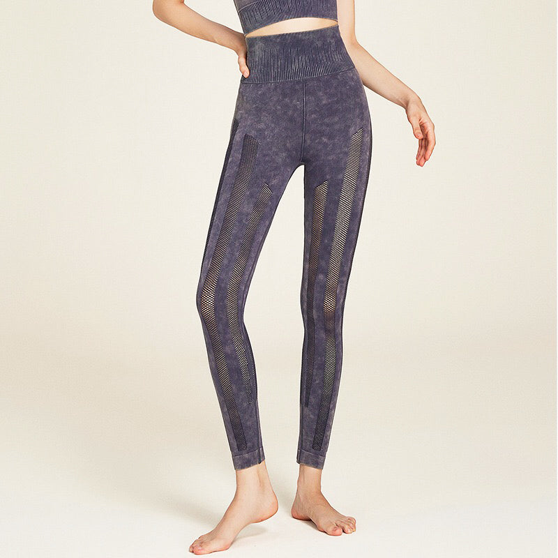 Wiva Sport Pants 無縫條紋運動九分褲【紫色】