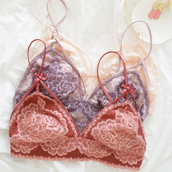 Fatima Bralette 無鋼圈蕾絲成套內衣【嫩粉膚】