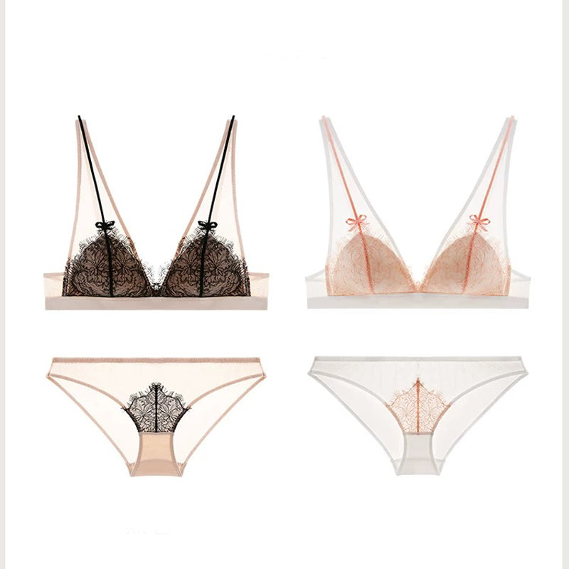Erona Bralette 無鋼圈蕾絲成套內衣【清新白】