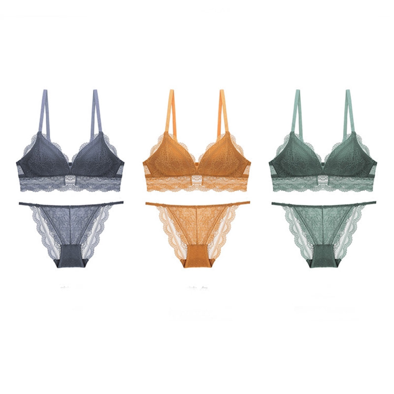 Abria Bralette 無鋼圈蕾絲成套內衣【草綠】