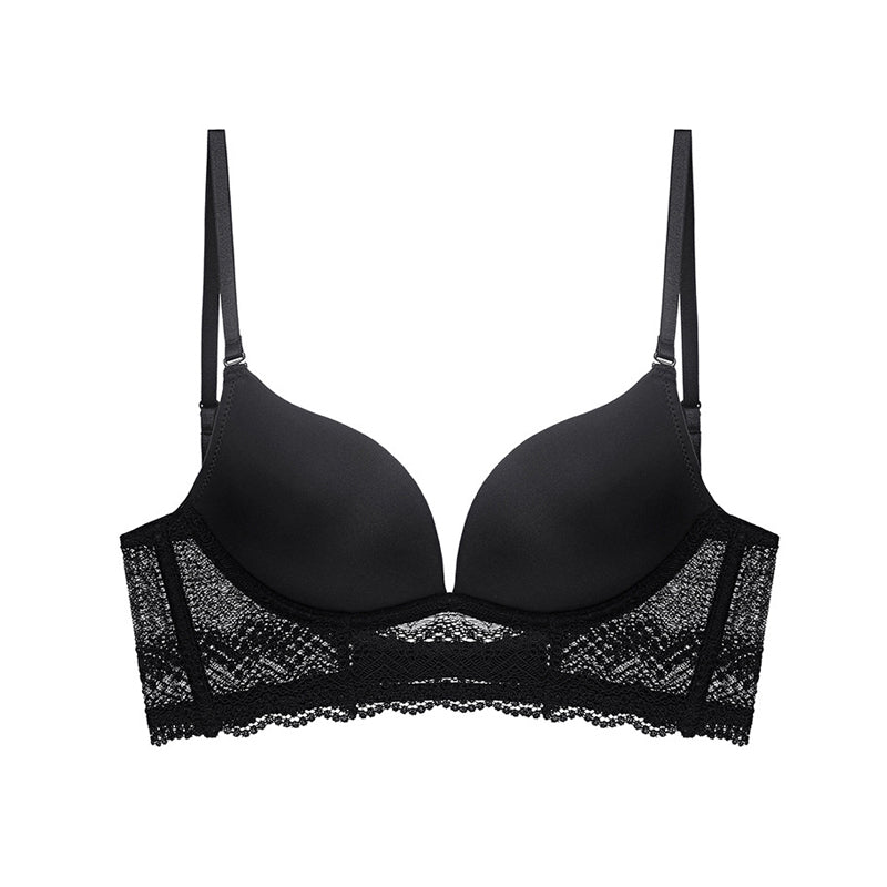 Bifa Bra 無鋼圈大U露背蕾絲內衣【深邃黑】