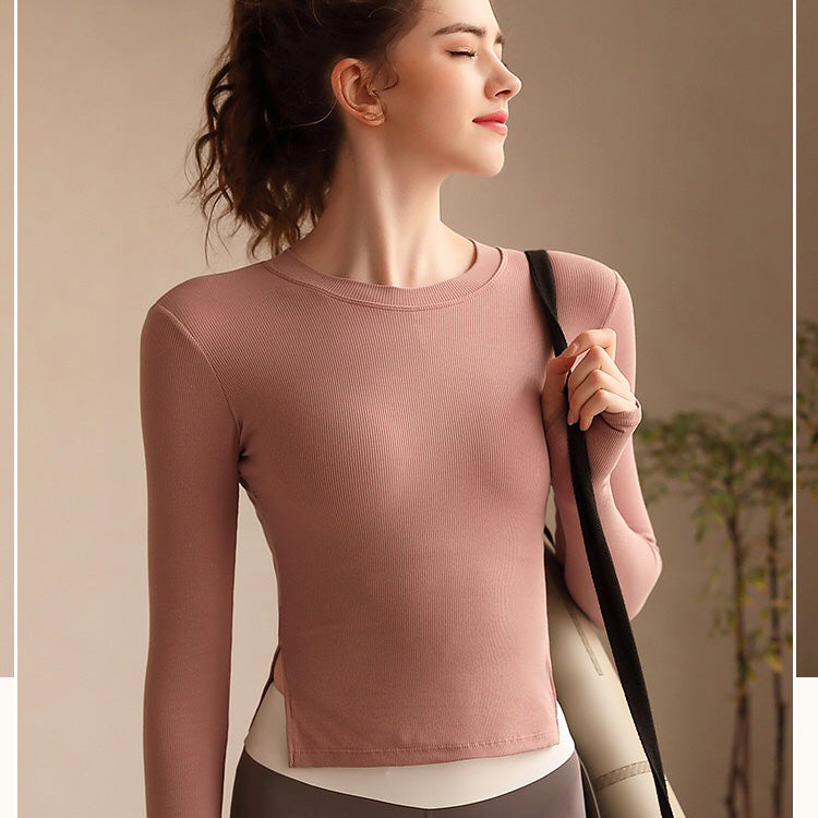 Cria Sport Top 長袖運動上衣/附胸墊【粉藕】4色