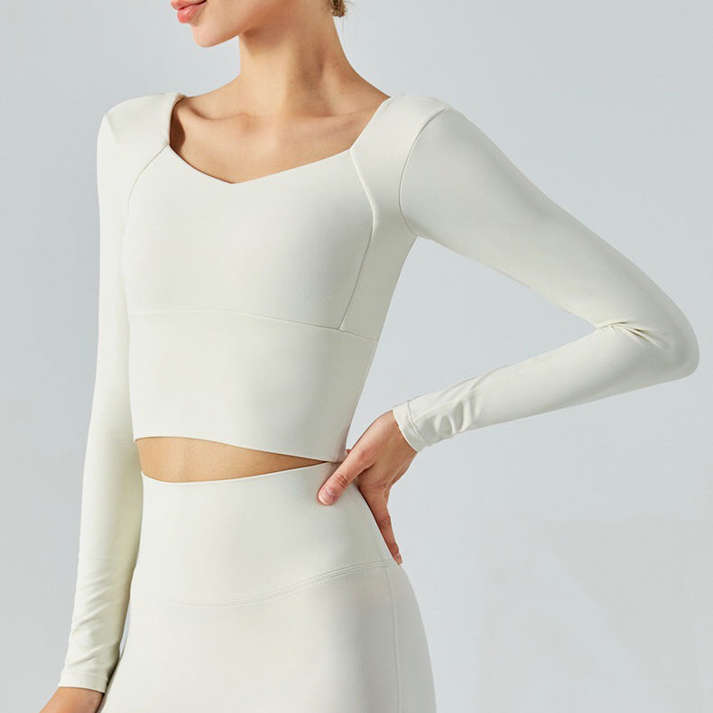 Rara Sport Top 長袖運動上衣/附胸墊【白色】4色