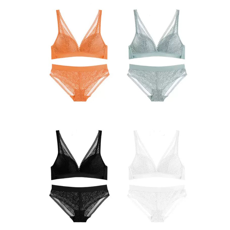 Iana Bralette 無鋼圈深V成套內衣【灰粉綠】